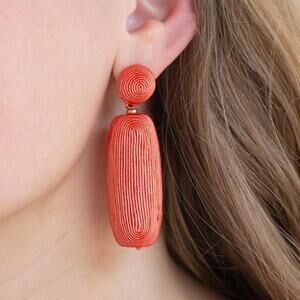 La Lou Coral Textured Drop Earrings | Boutique Statement Jewelry | NWT
